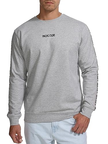 Indicode Herren INKorbin Sweatshirt mit Rundhals-Ausschnitt | Herren Sweater aus Baumwoll-Mix Lt Grey Mix L von Indicode