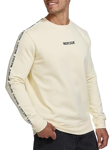 Indicode Herren INKorbin Sweatshirt mit Rundhals-Ausschnitt | Herren Sweater aus Baumwoll-Mix White Asparagus M von Indicode