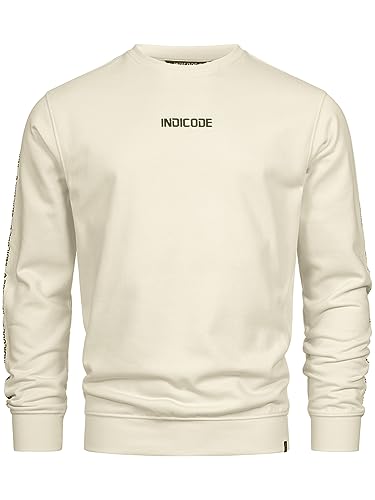Indicode Herren INKorbin Sweatshirt mit RIPP-Bündchen und Rundhals-Ausschnitt | Sweater aus Baumwoll-Mix White Asparagus, XL von Indicode