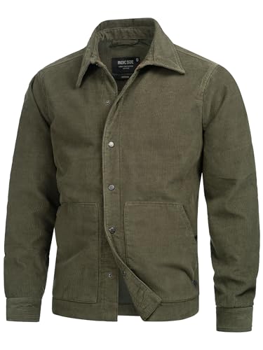 Indicode Herren INKorbits Cordjacke mit Knopfleiste | Herrenjacke Übergangsjacke Hemd-Jacke für Männer Army L von Indicode