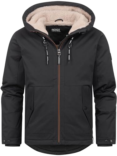 Indicode Herren INKylian Winterjacke mit Kapuze gefüttert | Herrenjacke Parka Jacke Männer Black, S von Indicode
