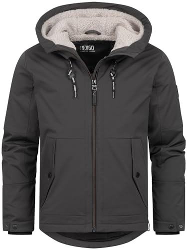Indicode Herren INKylian Winterjacke mit Kapuze gefüttert | Herrenjacke Parka Jacke Männer Raven, XL von Indicode