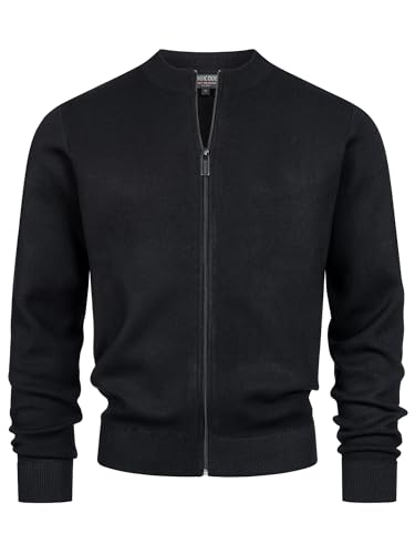 Indicode Herren INLaos Strickjacke mit Rundhalsausschnitt & Reißverschluss | Cardigan für Männer Black M von Indicode