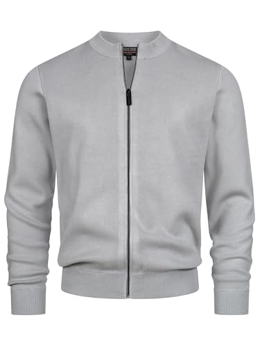 Indicode Herren INLaos Strickjacke mit Rundhalsausschnitt & Reißverschluss | Cardigan für Männer Lt Grey Mix, M von Indicode