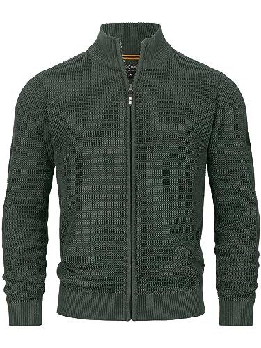 Indicode Herren INLayton Strickjacke mit Stehkragen und Reißverschluss | Cardigan Feinstrickjacke für Männer Army L von Indicode