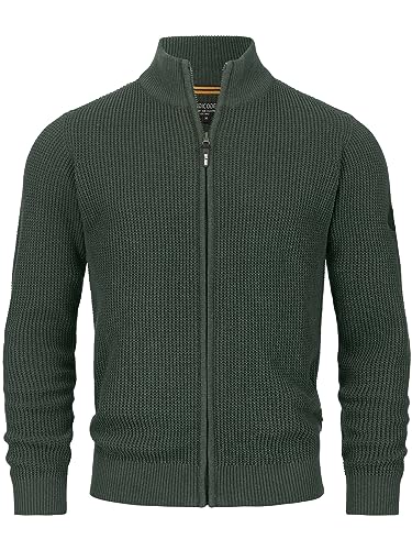 Indicode Herren INLayton Strickjacke mit Stehkragen | Fein-Strick Cardigan mit Kragen und Reißverschluss Army L von Indicode