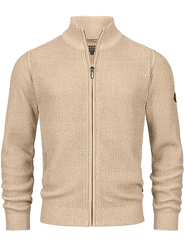 Indicode Herren INLayton Strickjacke mit Stehkragen | Fein-Strick Cardigan mit Kragen und Reißverschluss Irish Cream L von Indicode