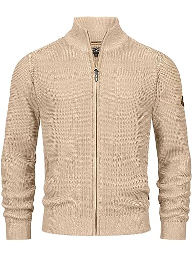 Indicode Herren INLayton Strickjacke mit Stehkragen und Reißverschluss | Cardigan Feinstrickjacke für Männer Irish Cream, XXL von Indicode