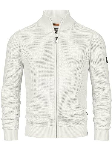 Indicode Herren INLayton Strickjacke mit Stehkragen | Fein-Strick Cardigan mit Kragen und Reißverschluss White Asparagus L von Indicode