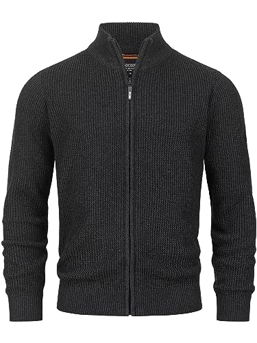 Indicode Herren INLayton Strickjacke mit Stehkragen und Reißverschluss | Cardigan Feinstrickjacke für Männer Raven, XL von Indicode