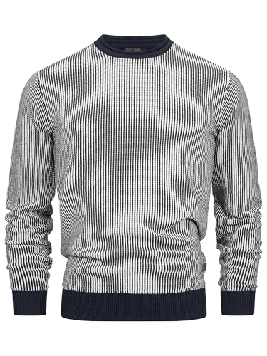 Indicode Herren INLeague Pullover Mehrfarbig mit Rundhals-Ausschnitt | Herrenpullover Strickpullover für Männer Dark Navy, L von Indicode