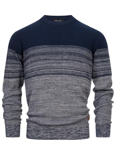 Indicode Herren INLeague Pullover Mehrfarbig mit Rundhals-Ausschnitt | Herrenpullover Strickpullover für Männer Lt Grey Mix, L von Indicode