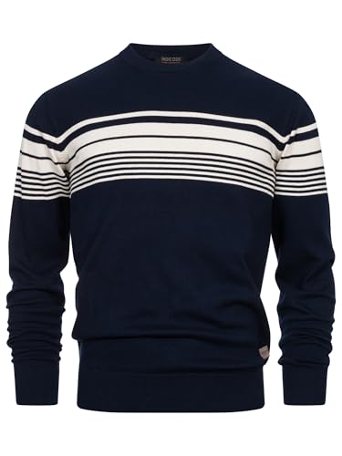 Indicode Herren INLeague Pullover Mehrfarbig mit Rundhals-Ausschnitt | Herrenpullover Strickpullover für Männer Navy, M von Indicode