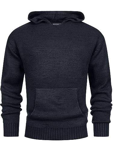 Indicode Herren INLedger Strickpullover mit Kapuze | Herrenpullover Pulli Hoodie Cardigan Männer Navy M von Indicode