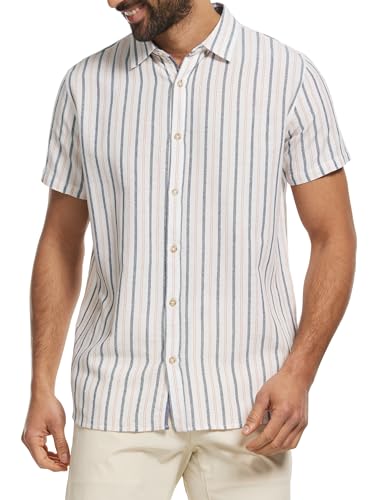 Indicode Herren INLingo Kurzarmhemd aus Baumwoll-Mix | Herrenhemd gestreift Kurzarm Hemd Offwhite XXL von Indicode