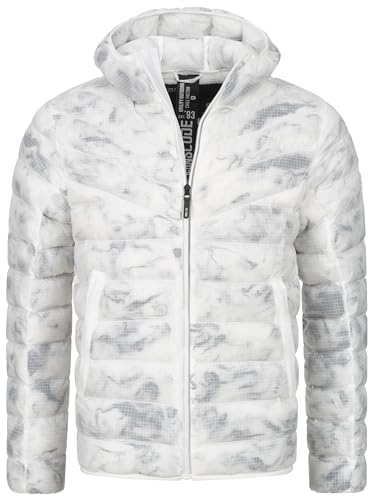 Indicode Herren INLivia Steppjacke in Daunenjacken-Optik | Winterjacke Übergangsjacke mit Kapuze Offwhite M von Indicode