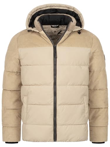 Indicode Herren INLockly Steppjacke mit Kapuze | Herrenjacke Winterjacke Freizeitjacke Männer Irish Cream M von Indicode