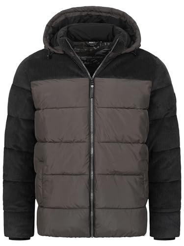 Indicode Herren INLockly Steppjacke mit Kapuze | Herrenjacke Winterjacke Freizeitjacke Männer Raven XL von Indicode