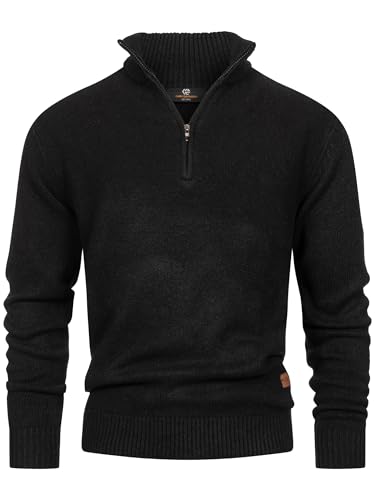 Indicode Herren INLokant Strickpullover mit Stehkragen | Feinstrick-Pulli für Männer Black, M von Indicode