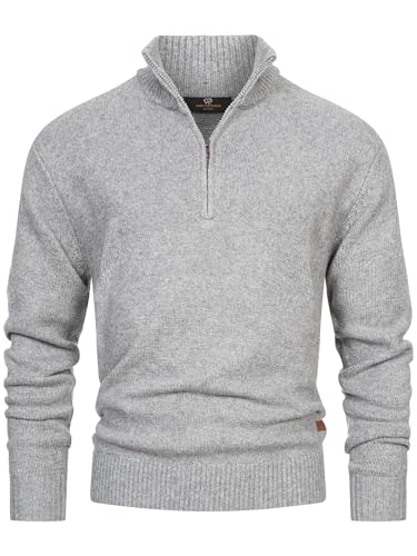 Indicode Herren INLokant Strickpullover mit Stehkragen | Feinstrick-Pulli für Männer Lt Grey, S von Indicode
