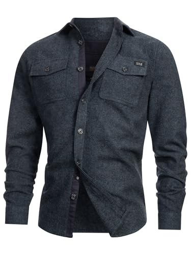 Indicode Herren INLui Langarm-Hemd mit Zwei Brust-Taschen und Knopfleiste | Herrenjacke Männer Navy Mix XXL von Indicode
