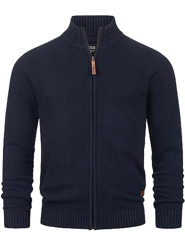 Indicode Herren INLut Strickjacke mit Stehkragen und Reißverschluss | Cardigan Feinstrickjacke für Männer Navy, L von Indicode