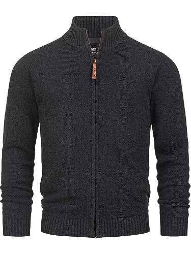 Indicode Herren INLut Strickjacke mit Stehkragen | Fein-Strick Cardigan mit Kragen und Reißverschluß Raven M von Indicode