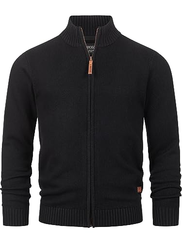Indicode Herren INLut Strickjacke mit Stehkragen und Reißverschluss | Cardigan Feinstrickjacke für Männer Black, XL von Indicode