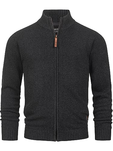 Indicode Herren INLut Strickjacke mit Stehkragen und Reißverschluss | Cardigan Feinstrickjacke für Männer Raven, XL von Indicode