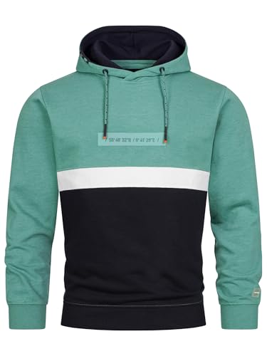 Indicode Herren INMagnus Sweatshirt mit Kapuze aus Baumwollmischung | Hoodie Kapuzenpullover für Männer Deep Sea M von Indicode