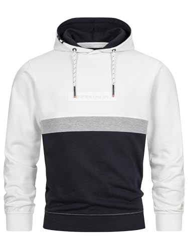 Indicode Herren INMagnus Sweatshirt mit Kapuze aus Baumwollmischung | Hoodie Kapuzenpullover für Männer Offwhite, M von Indicode