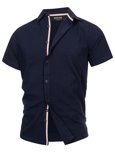 Indicode Herren INMaribo Kurzarmhemd aus Seersucker | Herrenhemd gestreift für Männer Sky Captain XXL Indicode Herren INMaribo Kurzarmhemd aus Seersucker | Herrenhemd gestreift für Männer Sky Captain XXL von Indicode