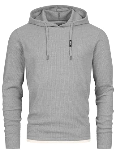 Indicode Herren INMarto Sweatshirt mit Kapuze | Kapuzenpullover Hoodie für Männer Lt Grey, XXL von Indicode