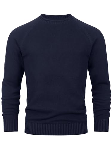 Indicode Herren INMassum Feinstrickpullover mit Rundhals-Ausschnitt | Strickpullover aus Baumwolle Navy L von Indicode