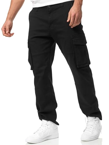 Indicode Herren INMauricio Cargohose aus 98% Baumwolle mit 6 Taschen | Freizeithose für Männer Black, XXL von Indicode