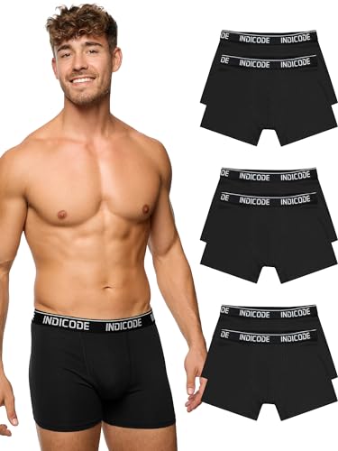 Indicode Herren INMilano 6er Pack Boxershorts | Unterwäsche Boxer Shorts Unterhosen Black, S von Indicode