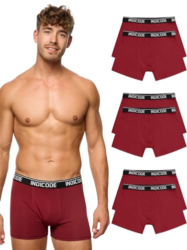 Indicode Herren INMilano 6er Pack Boxershorts | Unterwäsche Boxer Shorts Unterhosen Bordeaux, L von Indicode