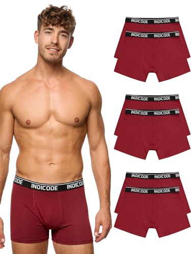 Indicode Herren INMilano 6er Pack Boxershorts | Unterwäsche Boxer Shorts Unterhosen Bordeaux XL von Indicode