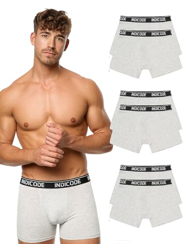 Indicode Herren INMilano 6er Pack Boxershorts | Unterwäsche Boxer Shorts Unterhosen Lt Grey Mix M von Indicode