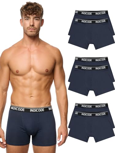 Indicode Herren INMilano 6er Pack Boxershorts | Unterwäsche Boxer Shorts Unterhosen Navy, M von Indicode