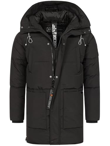 Indicode Herren INMylo Winterparka mit Kapuze | warmer Parka dicke Winterjacke Herrenparka Männer Black M von Indicode