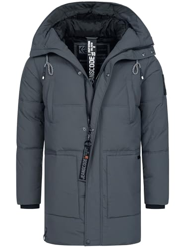 Indicode Herren INMylo Winterparka mit Kapuze | warmer Parka dicke Winterjacke Herrenparka Männer Charcoal Mix L von Indicode