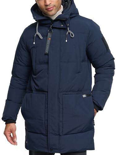 Indicode Herren INMylo Winterparka mit Kapuze | warmer Parka dicke Winterjacke Herrenparka Männer Navy XL von Indicode