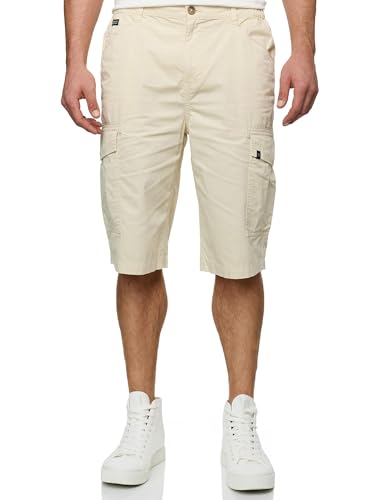 Indicode Herren INNadim Stretch Shorts aus Baumwolle | Cargoshorts Herrenshorts für Männer Fog, XXL von Indicode