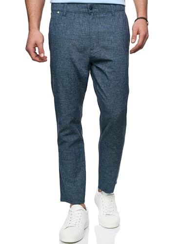Indicode Herren INNandos Stoffhose aus Leinen & Baumwolle | Herrenhose Freizeithose Männer Alaska Blue, L von Indicode