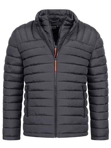 Indicode Herren INNash Steppjacke in Daunenjacken-Optik | Winterjacke Übergangsjacke Männer Dk Grey L von Indicode