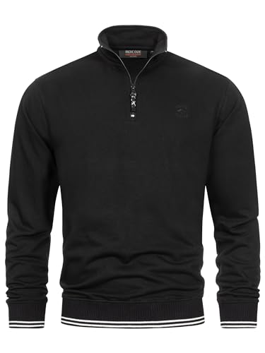 Indicode Herren INNate Sweatshirt mit Stehkragen und Reißverschluss | Herrenpulli für Männer Black, XXL von Indicode
