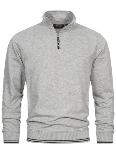 Indicode Herren INNate Sweatshirt mit Stehkragen und Reißverschluss | Herrenpulli für Männer Lt Grey Mix, L von Indicode
