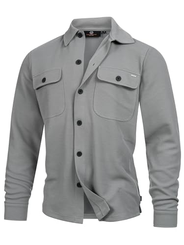 Indicode Herren INNello Langarmhemd mit Kentkragen | Übergangsjacke Herrenhemd Freizeithemd Lt Grey M von Indicode