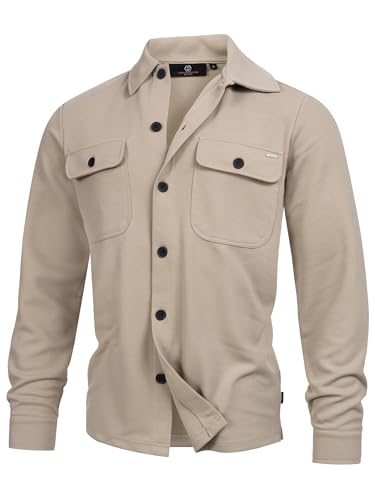 Indicode Herren INNello Langarmhemd mit Kentkragen | Übergangsjacke Herrenhemd Freizeithemd Simply Taupe XL von Indicode